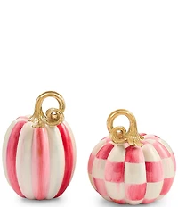 MacKenzie-Childs Harvest Collection Check® And Stripe Mini Pumpkins, Set Of 2