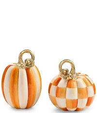 MacKenzie-Childs Harvest Collection Check® And Stripe Mini Pumpkins, Set Of 2
