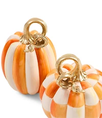 MacKenzie-Childs Harvest Collection Check® And Stripe Mini Pumpkins, Set Of 2