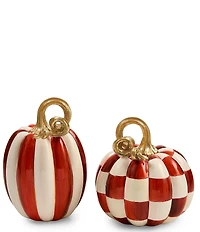 MacKenzie-Childs Harvest Collection Check® And Stripe Mini Pumpkins, Set Of 2