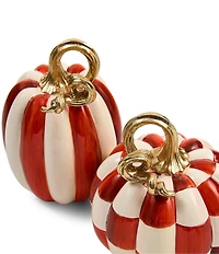 MacKenzie-Childs Harvest Collection Check® And Stripe Mini Pumpkins, Set Of 2