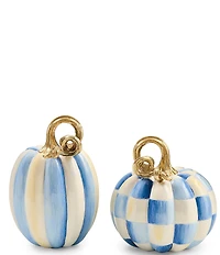MacKenzie-Childs Harvest Collection Check® And Stripe Mini Pumpkins, Set Of 2