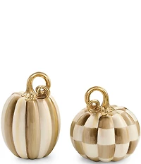MacKenzie-Childs Harvest Collection Check® And Stripe Mini Pumpkins, Set Of 2