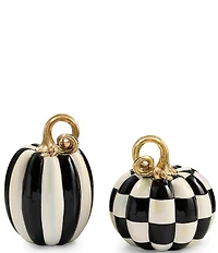 MacKenzie-Childs Harvest Collection Check® And Stripe Mini Pumpkins, Set Of 2