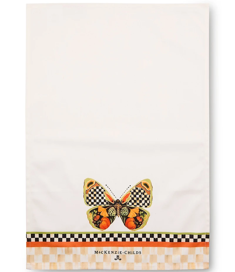 MacKenzie-Childs Harvest Collection Check Monarch Butterfly Dish Towel