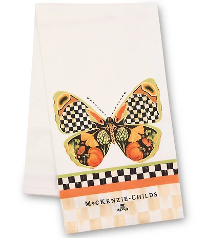 MacKenzie-Childs Harvest Collection Check Monarch Butterfly Dish Towel