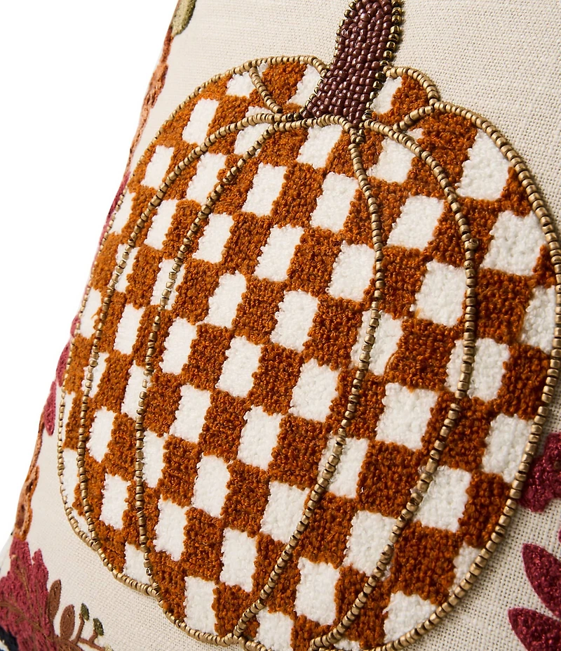 MacKenzie-Childs Harvest Collection Check Pumpkin Throw Pillow