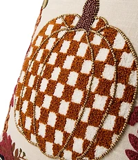 MacKenzie-Childs Harvest Collection Check Pumpkin Throw Pillow