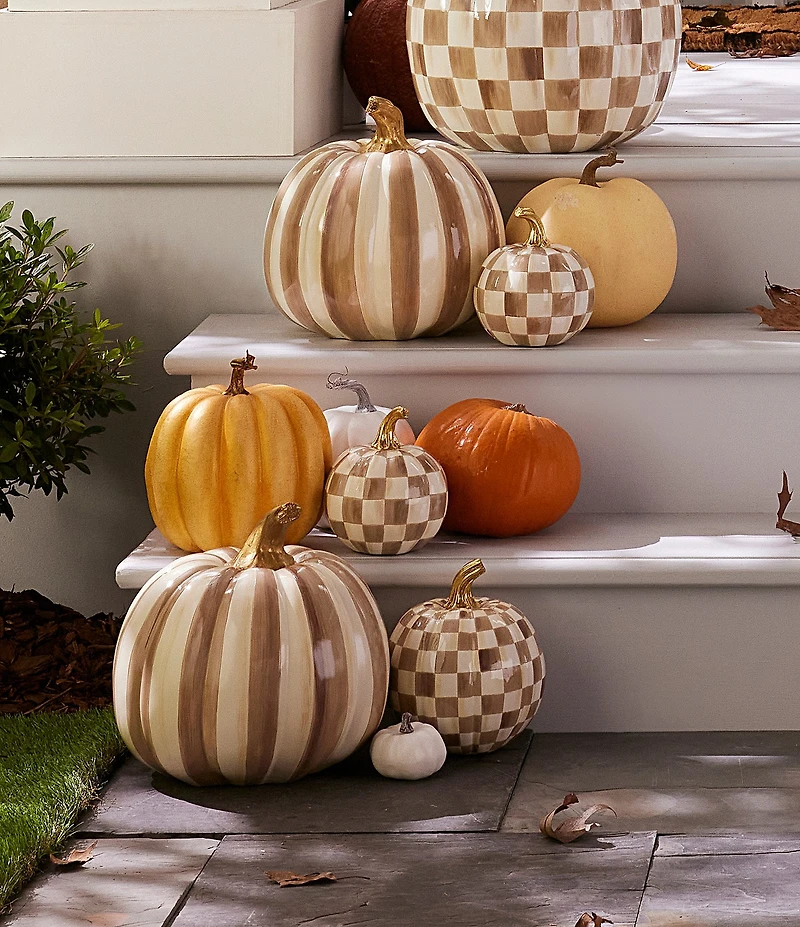 MacKenzie-Childs Harvest Collection Small Check® Pumpkin