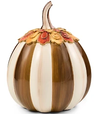 MacKenzie-Childs Harvest Glow Collection Chocolate Stripe Adorned Pumpkin