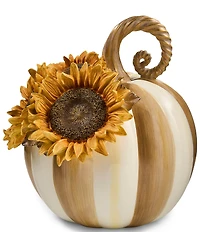 MacKenzie-Childs Harvest Glow Collection Mocha Stripe Sunflower Pumpkin