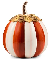 MacKenzie-Childs Harvest Glow Collection Paprika Stripe Adorned Pumpkin Figurine