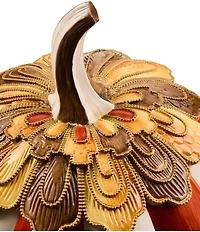 MacKenzie-Childs Harvest Glow Collection Paprika Stripe Adorned Pumpkin Figurine