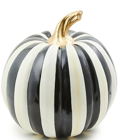 MacKenzie-Childs Harvest Medium Stripe Glossy Pumpkin Decor