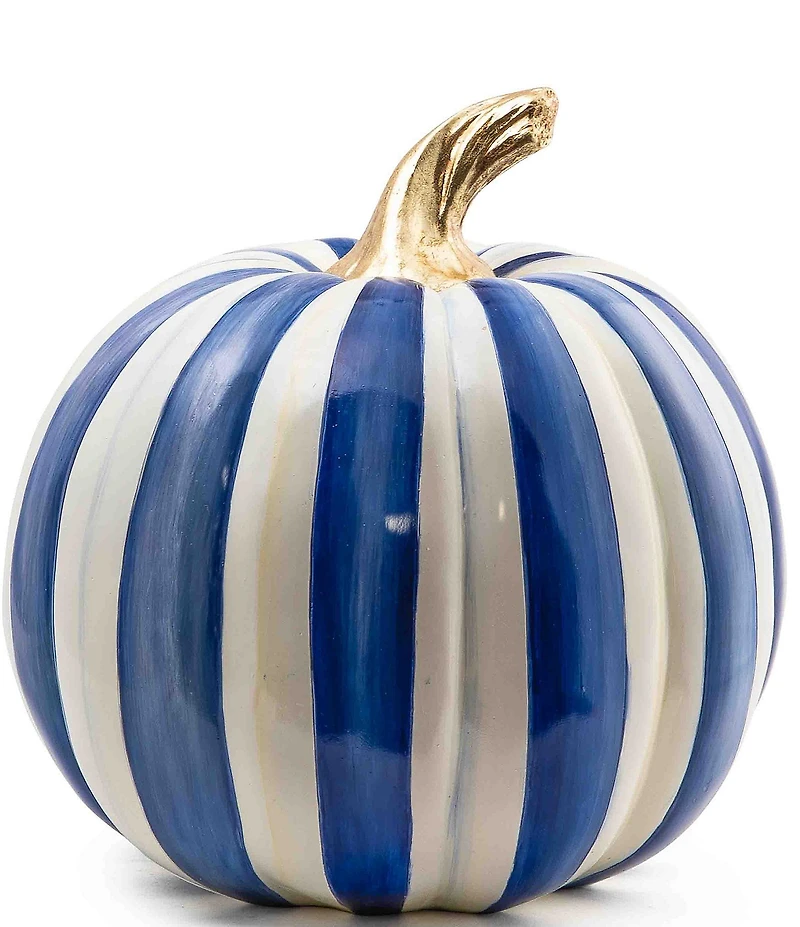 MacKenzie-Childs Harvest Medium Stripe Glossy Pumpkin Decor