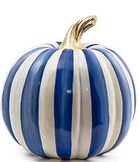 MacKenzie-Childs Harvest Medium Stripe Glossy Pumpkin Decor