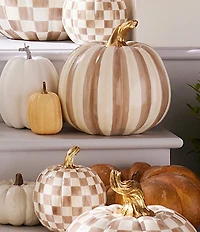 MacKenzie-Childs Harvest Medium Stripe Glossy Pumpkin Decor