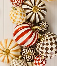 MacKenzie-Childs Harvest Medium Stripe Glossy Pumpkin Decor