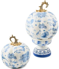 MacKenzie-Childs Harvest Royal Autumn Toile Pumpkin Decor