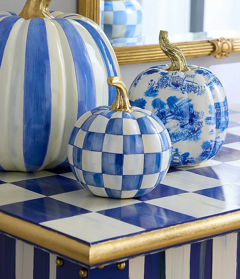 MacKenzie-Childs Harvest Royal Autumn Toile Pumpkin Decor