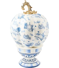 MacKenzie-Childs Harvest Royal Autumn Toile Tall Pedestal Pumpkin Decor