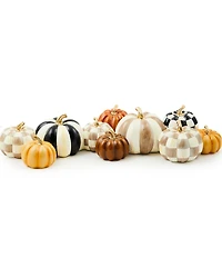 MacKenzie-Childs Harvest Royal Autumnology Check & Stripe Pumpkin Cluster Arrangement