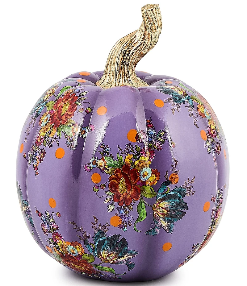 MacKenzie-Childs Harvest Violet Flower Market Medium Pumpkin Decor