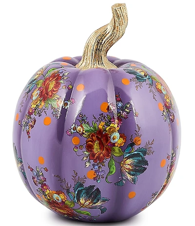 MacKenzie-Childs Harvest Violet Flower Market Medium Pumpkin Decor