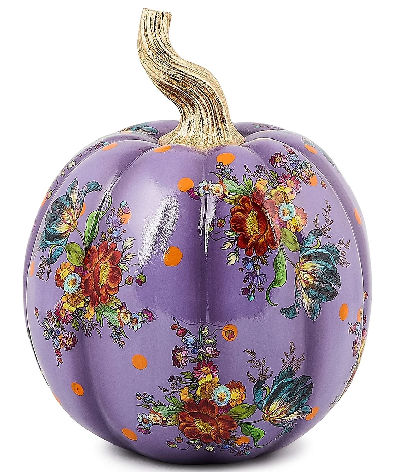 MacKenzie-Childs Harvest Violet Flower Market Medium Pumpkin Decor