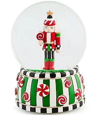 MacKenzie-Childs Holiday Collection Candy Cottage Nutcracker Snow Globe