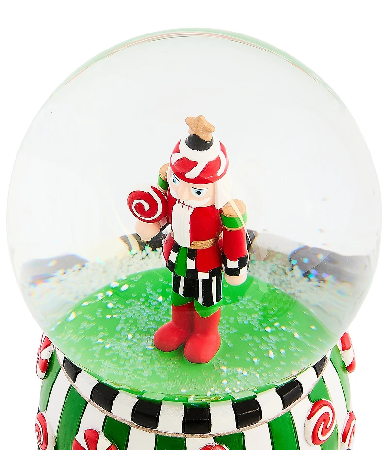 MacKenzie-Childs Holiday Collection Candy Cottage Nutcracker Snow Globe