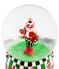 MacKenzie-Childs Holiday Collection Candy Cottage Nutcracker Snow Globe