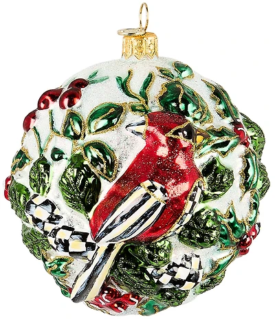 MacKenzie-Childs Holiday Collection Cardinal Ball Glass Ornament