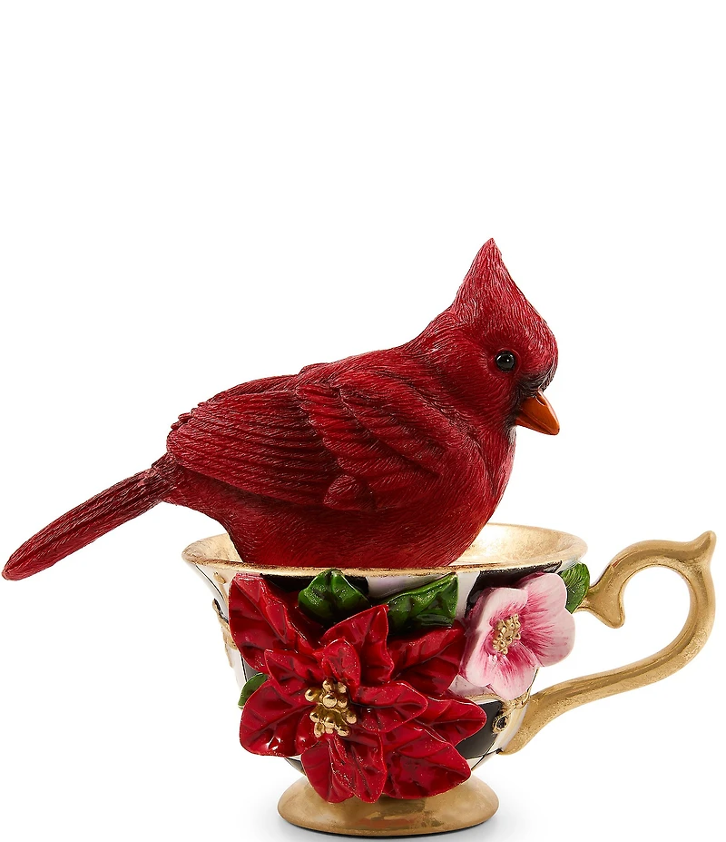 MacKenzie-Childs Holiday Collection Cardinal In Teacup Figurine