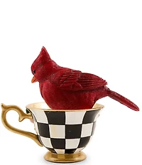 MacKenzie-Childs Holiday Collection Cardinal In Teacup Figurine