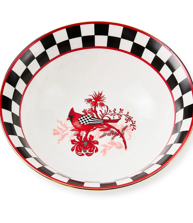 MacKenzie-Childs Holiday Collection Cardinal Toile Bowl