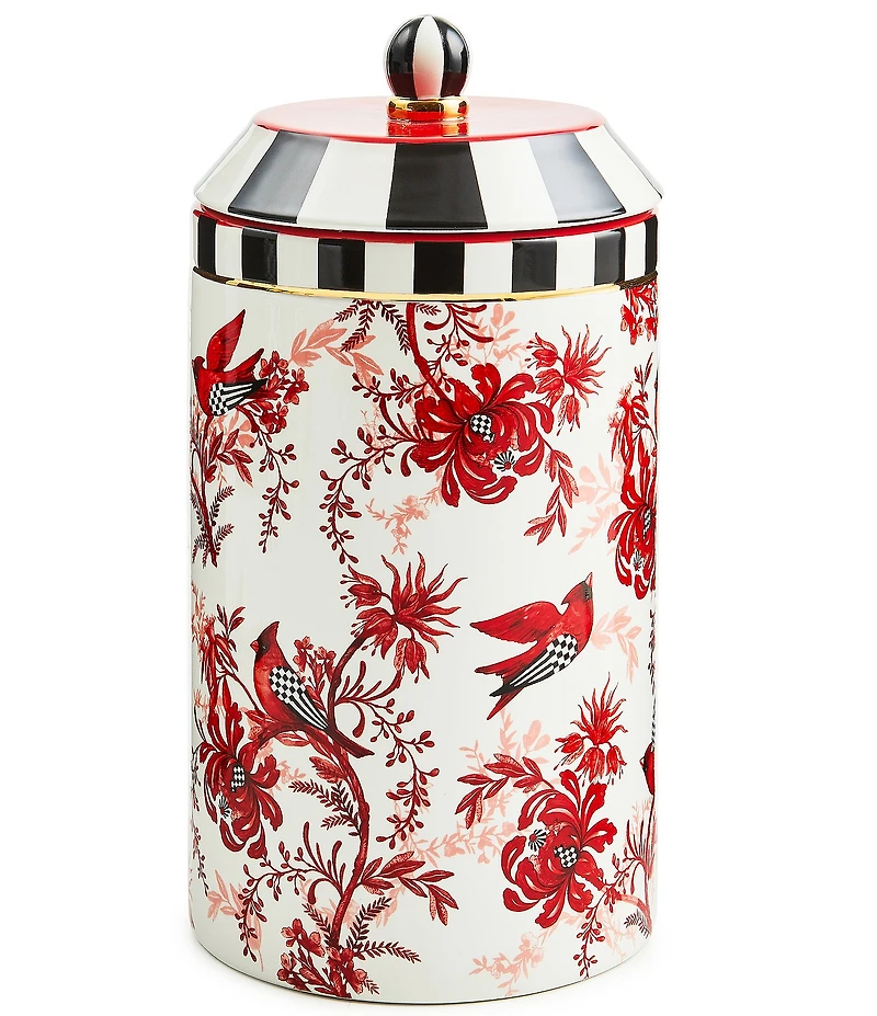 MacKenzie-Childs Holiday Collection Cardinal Toile Canister