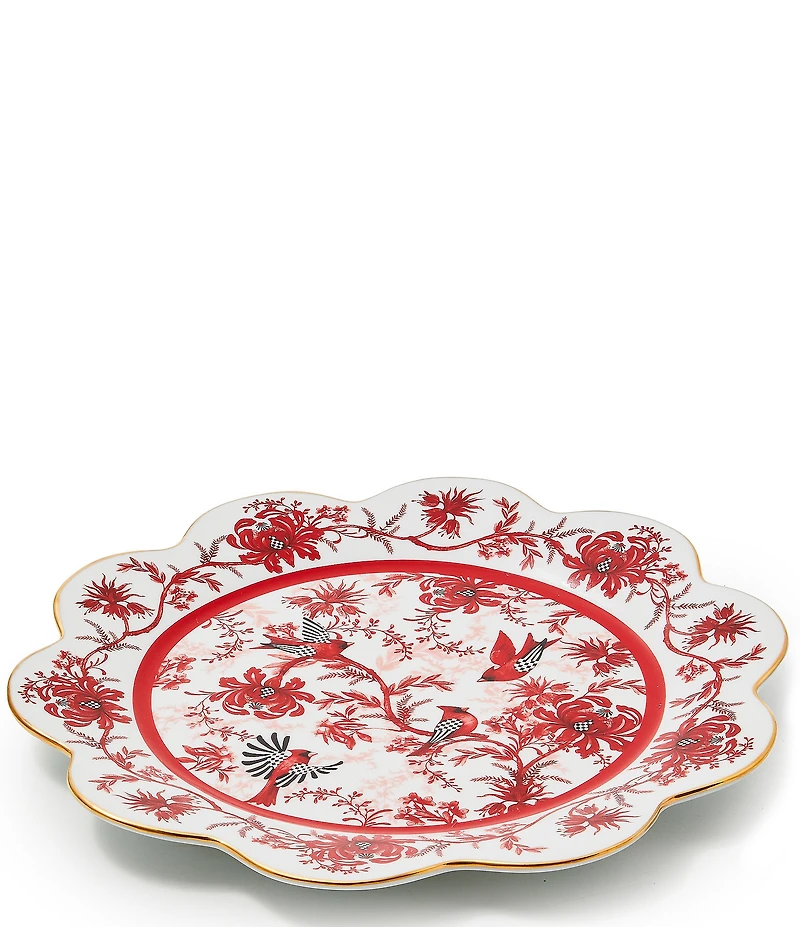 MacKenzie-Childs Holiday Collection Cardinal Toile Dinner Plate