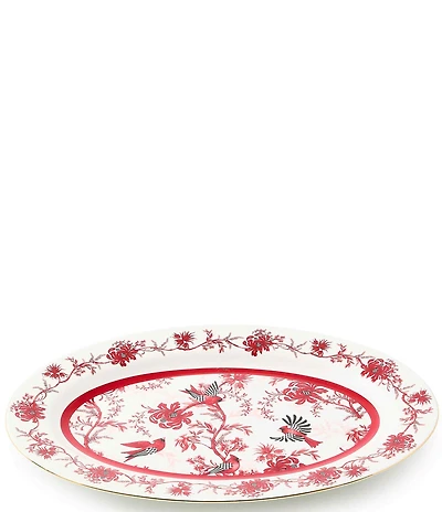 MacKenzie-Childs Holiday Collection Cardinal Toile Oval Platter