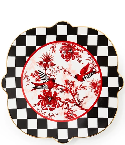 MacKenzie-Childs Holiday Collection Cardinal Toile Salad Plate