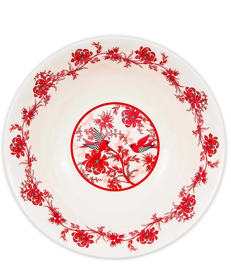 MacKenzie-Childs Holiday Collection Cardinal Toile Serving Bowl