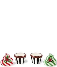 MacKenzie-Childs Holiday Collection Check It Out Ceramic Cupcake Boxes, Set of 2