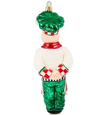 MacKenzie-Childs Holiday Collection Check It Out Chef Pig Glass Ornament