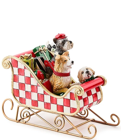 MacKenzie-Childs Holiday Collection Check It Out Dog Sleigh Figurine