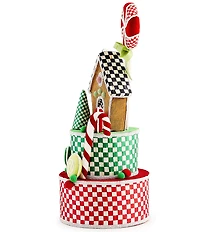 MacKenzie-Childs Holiday Collection Check It Out Gingerbread Fabric Tree Topper
