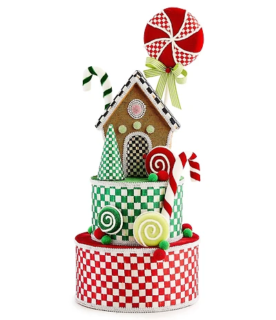 MacKenzie-Childs Holiday Collection Check It Out Gingerbread Fabric Tree Topper