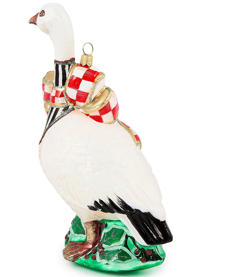 MacKenzie-Childs Holiday Collection Check It Out Goose Glass Ornament
