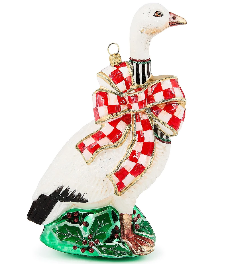 MacKenzie-Childs Holiday Collection Check It Out Goose Glass Ornament