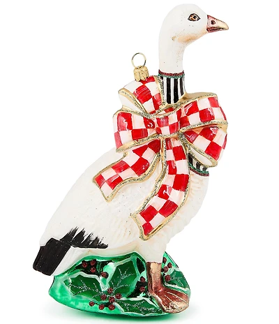 MacKenzie-Childs Holiday Collection Check It Out Goose Glass Ornament