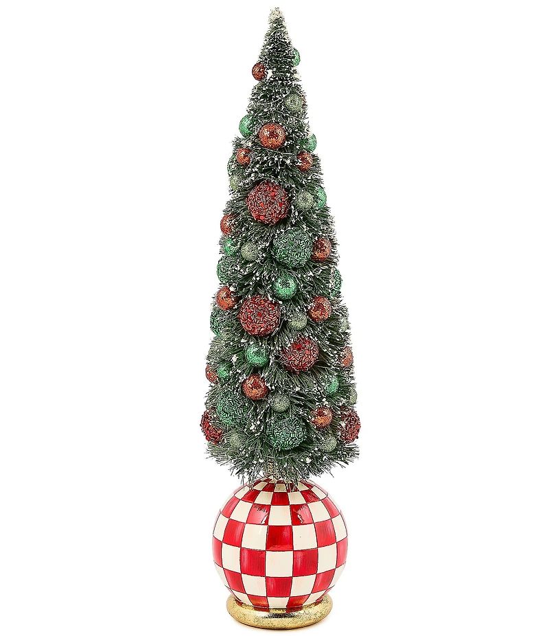 MacKenzie-Childs Holiday Collection Check It Out Illuminated Bottle Brush Tree